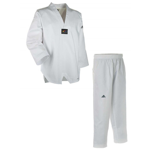 adidas Taekwondo adiChamp 3 Uniform, White V-Neck